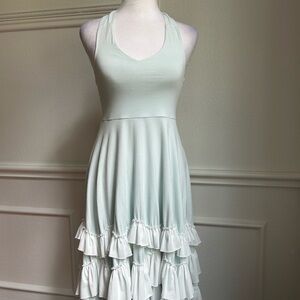 Oopsie Daisy Light Blue Halter Top Dress with Ruffle Layers, Size 7